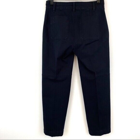 Vince Womens 4 Washed Japanese‎ Cotton Navy Blue Pants Straight Leg Minimalist - Picture 3 of 9